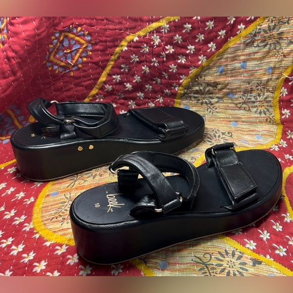 Beek Roo Black Leather Platform Sandal - Size 10 - Picture 4 of 8